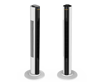 Tower Air Cooler Fans in Modern Silver and Black Vertical Design with Stable Base 3d model