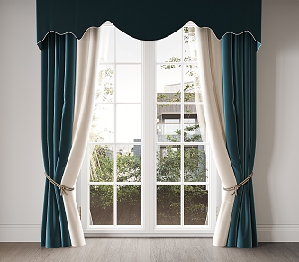 Modern Fabric Curtain Color-matching Curtain Door Curtain Gauze Curtain 3d model