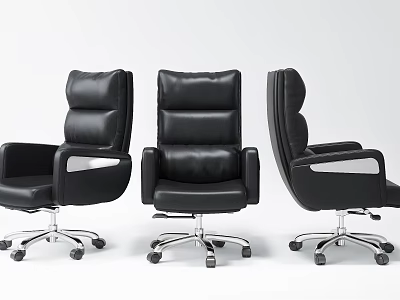 Ergonomic Black Leather Office Chair With High Back Swivel And Rolling Wheels 3d model