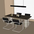Modern Dining Table and Chair Combination Dining Table Dining Chair Single Chair Chandelier 3d model