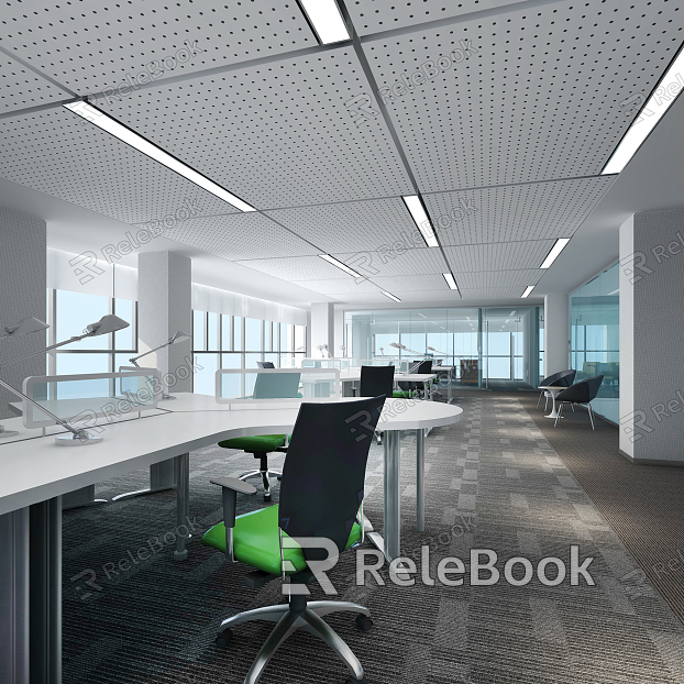 Modern Public Office Area Open Office Office Partition Office Desk Partition Computer model