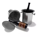 Verse 2018 Wine Bottle And Glass With Stainless Steel Ice Bucket And Ice Cubes
