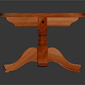 Oval Orange Wooden Dining Table With Carved Legs And Smooth Surface
