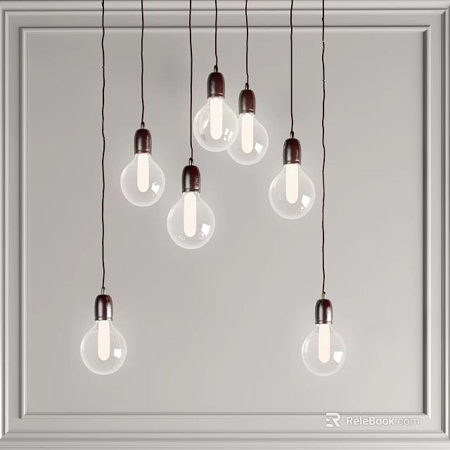 Modern Transparent Glass Pendant Lights With Dark Bases Hanging For Interior Decoration 3d model 