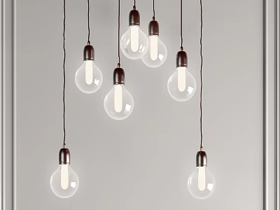 Modern Transparent Glass Pendant Lights With Dark Bases Hanging For Interior Decoration 3d model