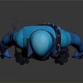 Blue Masked Game Character In Full Body Armor With Black Tactical Gear And 3D Standing Model