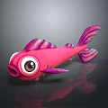 Vibrant Pink Aquatic Fish With Big Eyes Purple Fins And Tail
