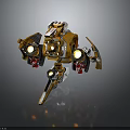 Golden And White Robotic Space Explorer With Cosmic Glowing Lights And Mechanical Structure 3d model
