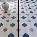 Diamond Pattern Floor Tiles With Blue Gray Brown Beige Color Combinations