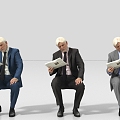 Reading Newspaper Reading Office Suit Sitting Old Man 3d model