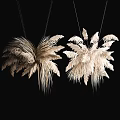 Hanging Cream White Feathery Dried Flowers Decorative Arrangement on Black Background