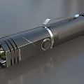 Black Metal Flashlight With Textured Grip And LED Bulb Design