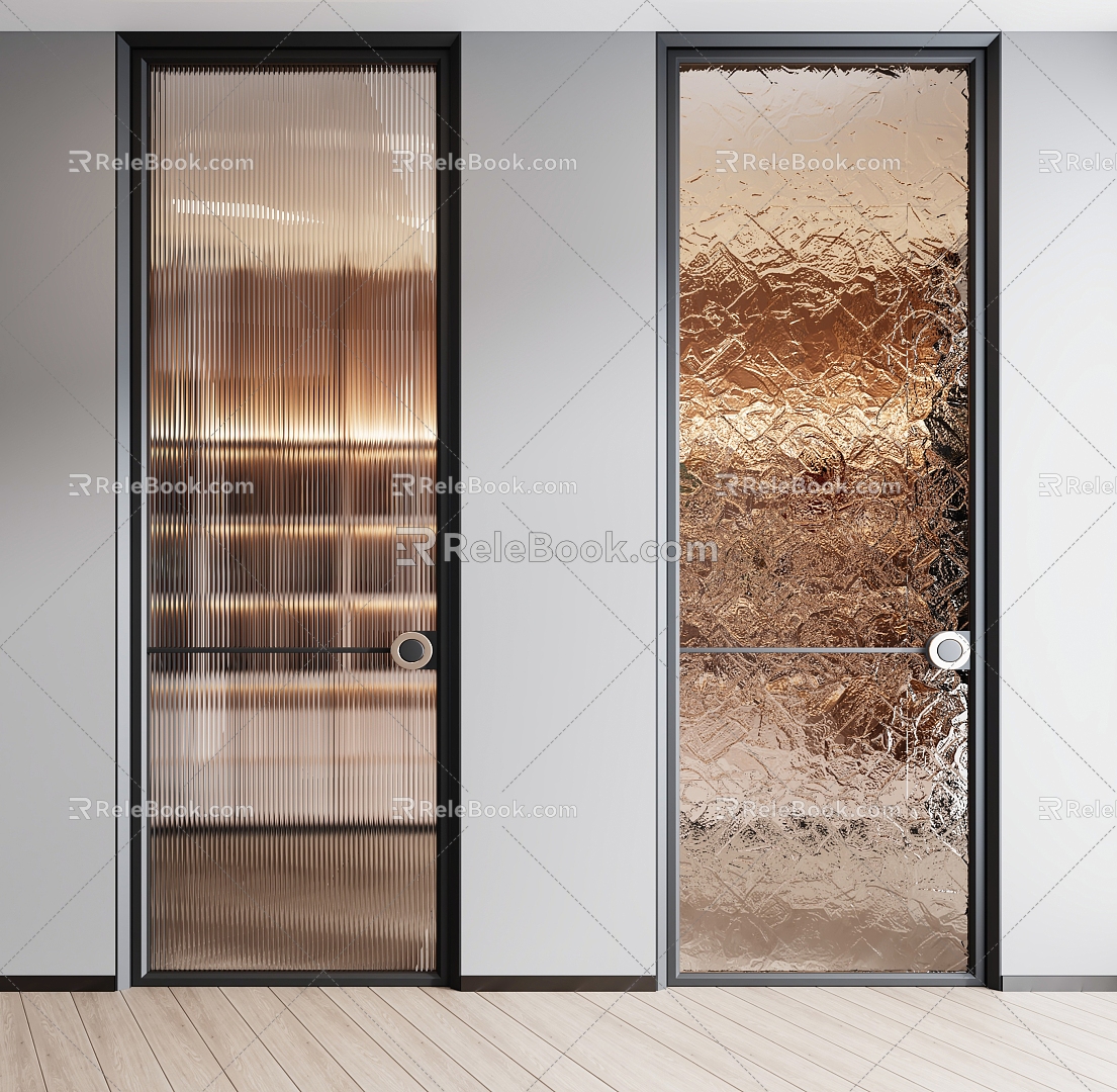 Modern glass door single door Changhong glass door 3d model