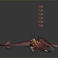 Mythical Red Dragon Game Movie Character Featuring Spiked Tail And Wings
