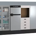 Medical Supplies Storage System With Glass Door Cabinets And Metal Drawers