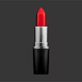 High Quality Red Lipstick Cosmetic Product With Silver And Black Case Isolated On Dark Background