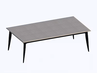 Rectangular Dining Table With Textured Surface And Black Metal Legs 3d model
