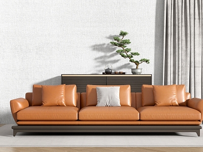 Sofa Leather Sofa Three-Seat Sofa model