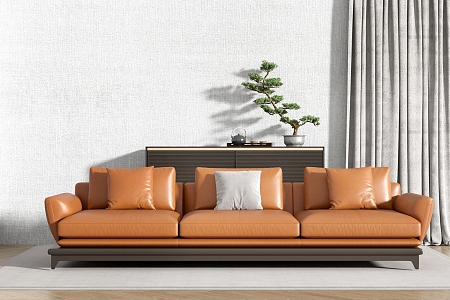 Sofa Leather Sofa Three-Seat Sofa 3d model