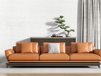 Sofa Leather Sofa Three-Seat Sofa 3d model