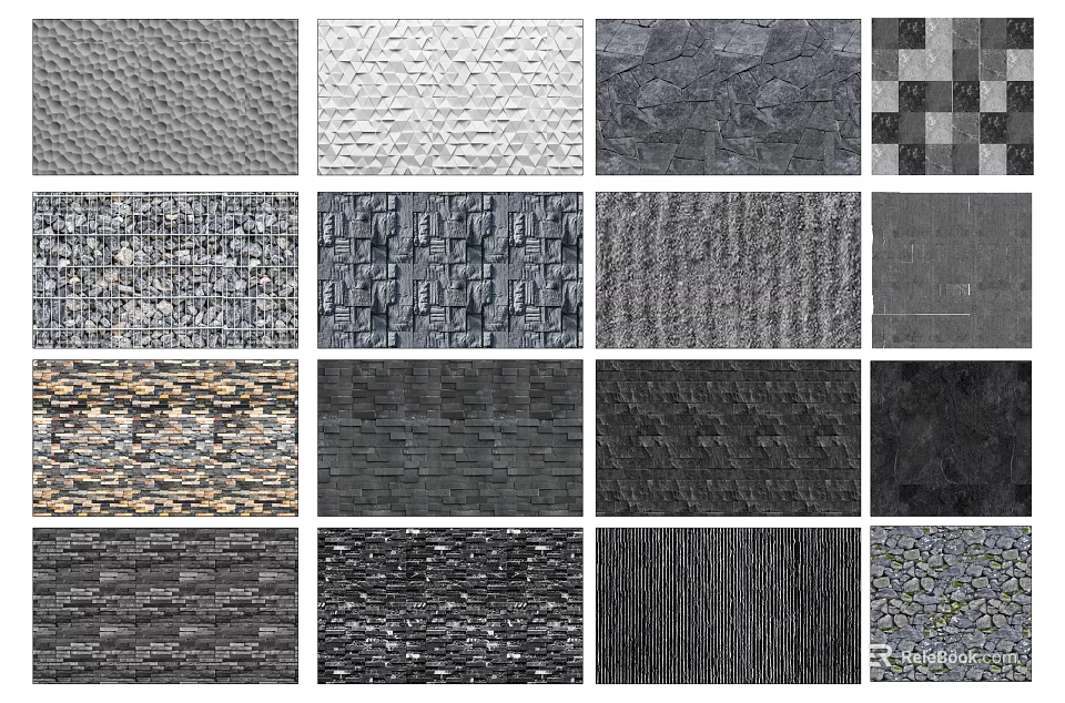 Decorative Background Wall Textures With Various Materials And Different Design Samples 3d model