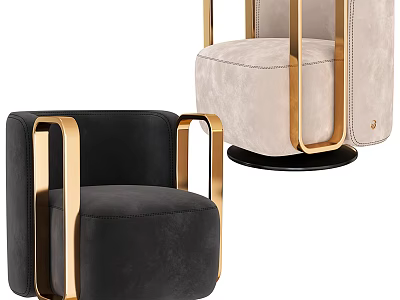 Modern Accent Chair with Gold Metal Arms Black and Beige Velvet Upholstery Design 3d model