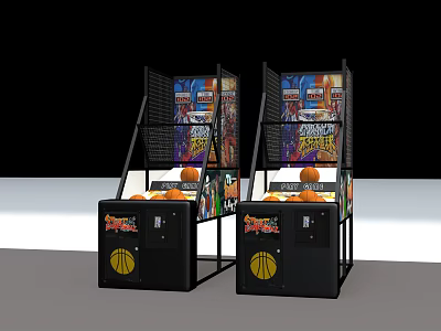 Two Basketball Shooting Machines With Black Body Basketball Graphics And Colorful Screens Entertainment Appliances 3d model