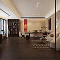 Elegant Modern Clubhouse Interior With Lounge Area Marble Floors And Chandelier