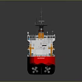 U.S. Coast Guard Red And White Vessel With Orange Crane And Equipment