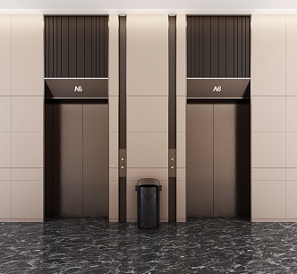 Style Elevator Aisle Corridor Public Area Features Office Building Elevator 3d model