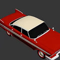 Red Vintage Classic Car With White Roof And Chrome Accents Design