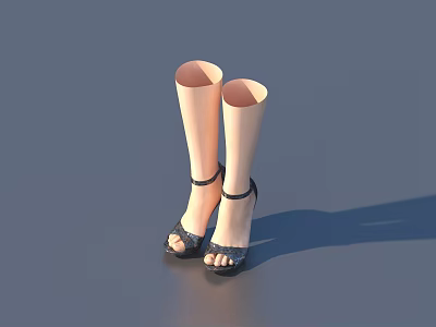 Woman Showing Elegant Legs In Stylish High Heels Against Grey Background 3d model