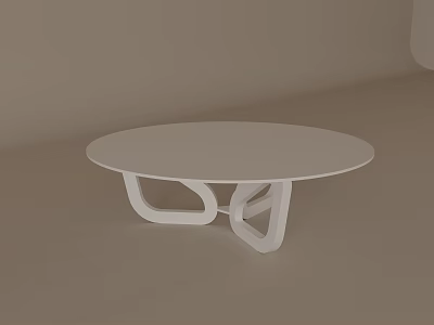 White Round Outdoor Table With Unique Geometric Shaped Legs In Minimalist Modern Style 3d model
