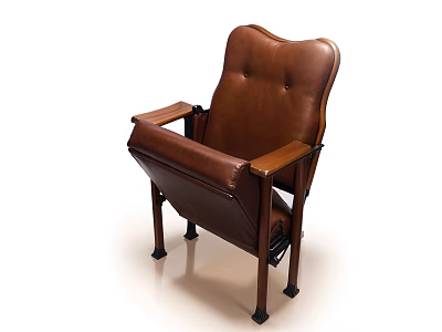 Brown Leather Leisure Chair With Classic Design Sturdy Wooden Armrests And Legs 3d model