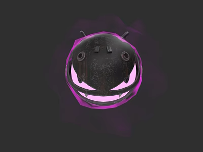 Game and Movie Character Black Sphere with Purple Glowing Edges and Glowing Eyes 3d model