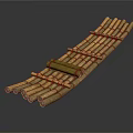 Modern bamboo raft bamboo row small boat 3d model