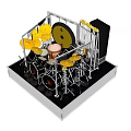 Miniature Drum Set Model With Drums Cymbals And Metal Stands