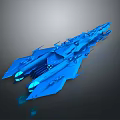 Blue Futuristic Sci Fi Spaceship Model With Streamlined Shape Detailed Structure And Glowing Elements 3d model