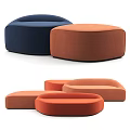 Modern Modular Multi Person Sofa In Blue Orange Curved Fabric Design For Living Room