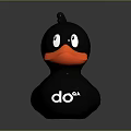 Black Rubber Duck With Red Beak Small Black Top Shiny Surface And Dark Background Reflection 3d model