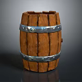 Wooden Barrel Structure With Rustic Wooden Staves And Metal Hoops With Rivets