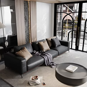 Living room sofa coffee table carpet decoration 3d model