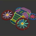 Orange and Gray Multi wheeled Concept Vehicle with Modern Design and Orange Hubcaps