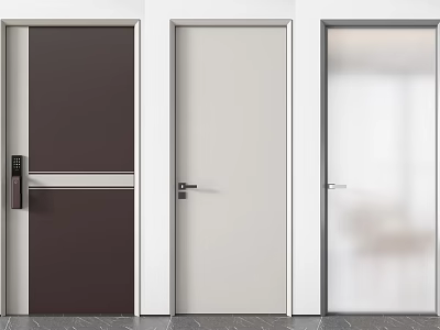 Modern Flush Doors Featuring Brown Beige And Frosted Glass With Sleek Frames 3d model