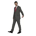 Business Man Wearing Formal Suit With Red Tie Standing In Gray Background