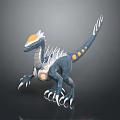 3D Dinosaur Model With Blue Body Orange Spots Head Crest Sharp Claws And Back Spines 3d model