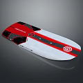Red And White Striped Wakeboard With Carbon Fiber Texture And Logo Design