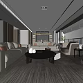 Modern Living And Dining Room Interior With Neutral Sofa Coffee Table Rug And Large Windows