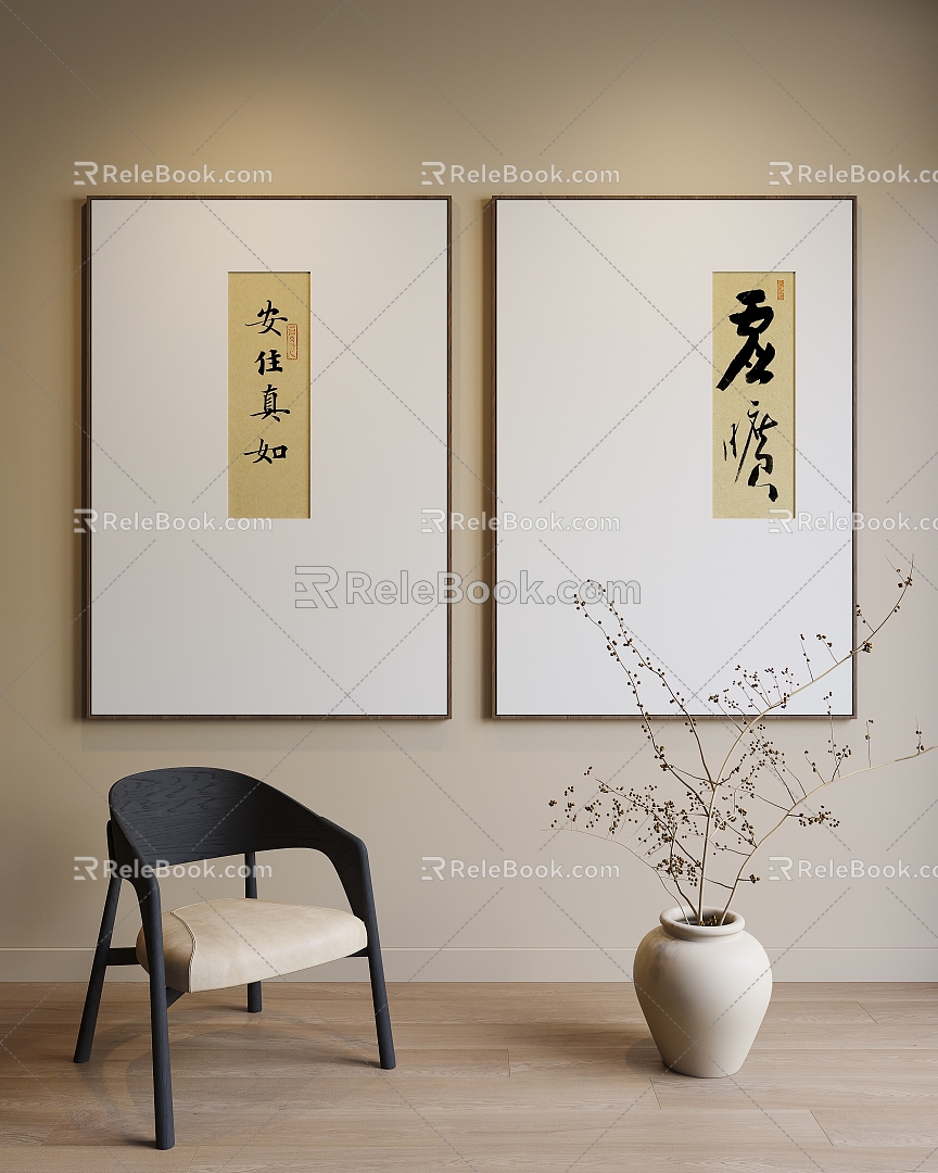 New Chinese Hanging Painting Combination Living Room Hanging Painting Frame Bedroom Hanging Painting Porch Painting 3d model