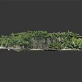 Lush Green Natural Landscape With Central Blue Water Body And Sandy Shore Areas